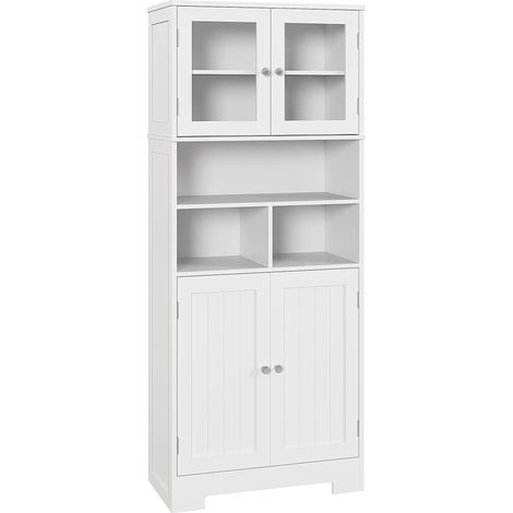 Colonna da cucina 60 x 30 x 145.5 cm ante in vetro 3 nicchie aperte classico lineare in pannello truciolare bianco 210003486