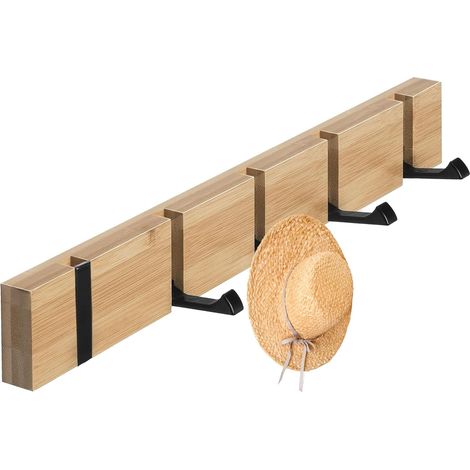 Patère Murale, avec 5 Crochet Pliable, Porte-Manteau Mural Robuste pour Vestes, Écharpes, Sacs et Chapeaux,50cm (1/4)