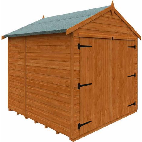 6x6 Flex Apex Bike Shed 12mm Flex - L183.8 x W175 x H195.3 cm - Solid Wood/Softwood/Pine - Burnt Orange