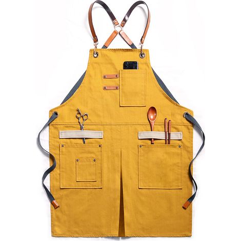 Tabliers pour hommes et femmes avec poches en coton enrichi durable pour la cuisine, l'atelier, le barbecue, le chef