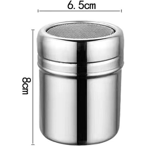 Set di 3 pezzi in acciaio inox per la preparazione di polveri: setaccio fine da 6,5 x 8 cm, accessorio da barista per cacao, zucchero a velo e cannella per cappuccino. (1/5)