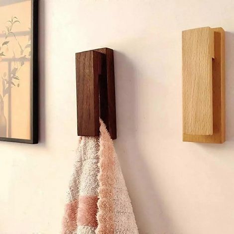 HONORNIC - Porte-serviettes coulissant en marbre, porte-serviettes mural en bois pour salle de bain ou chambre (1/4)