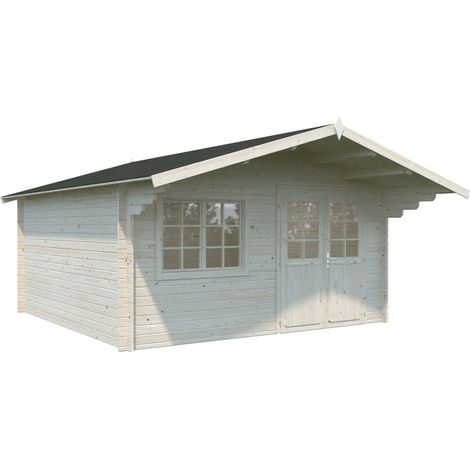 Casetta da giardino in legno 446x446 cm spessore 40 mm con porta doppia e finestra 17,5 m² - Esterni da Vivere