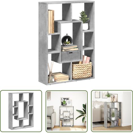 vidaXL Bibliothèque gris béton 63x20x90 cm bois d'ingénierie (1/5)