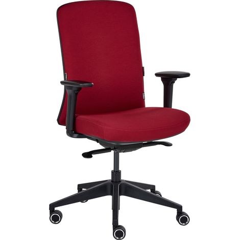 Chaise de Bureau Ergonomique Dossier Réglable Assise Coulissante Accoudoirs Réglables Soutien Lombaire Rouge Foncé Kamilon (1/5)