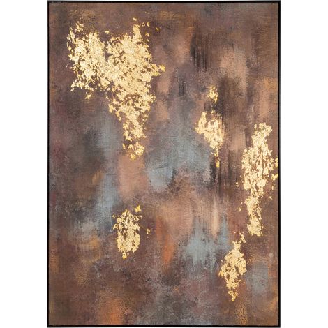 Tableau mural doré effet texturé et éclat chaleureux - doré nuances brunes et noires (1/5)