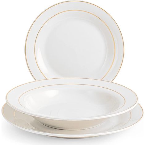 18 pièces de vaisselle en porcelaine, fil d’or, White (1/2)