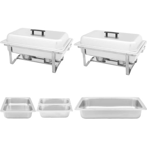 Chauffe-plat Réchaud Buffet Maintien au Chaud Acier Inoxydable Gastronorm Lot de 2 (1/5)
