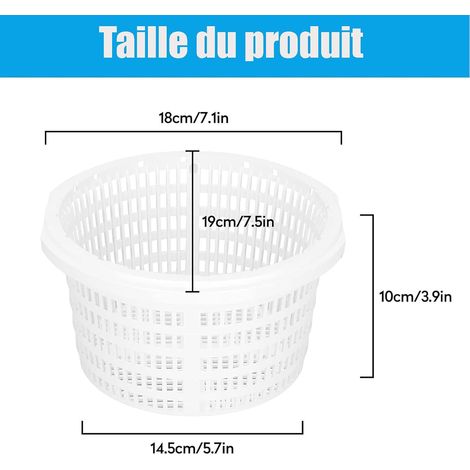 Cesta filtrante para skimmer de piscina de 19 cm: cesta de plástico resistente, fácil de instalar, esencial para una filtración eficaz. (1/4)