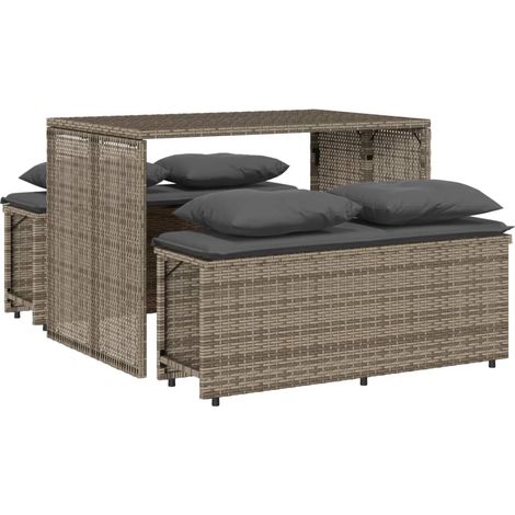 vidaXL Set da Pranzo da Giardino 3 pz con Cuscini in Polyrattan Grigio