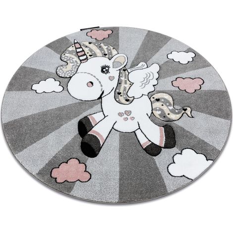 Tappeto PETIT UNICORN UNICORNO cerchio grigio grey rotondo 160 cm