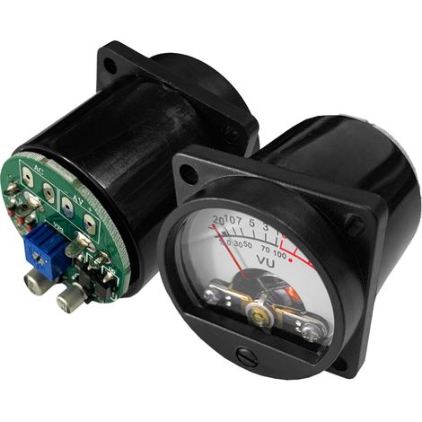 Medidor VU (2 unidades) con retroiluminación cálida, pantalla analógica, indicador de nivel de sonido (dB), función de grabación y amplificador de nivel de audio con placa de control. (1/5)