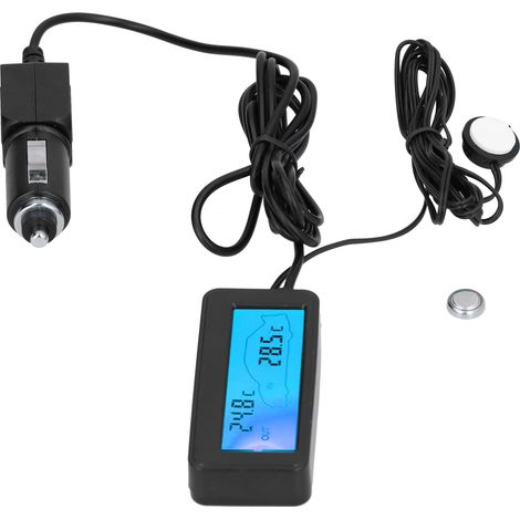 Elektronisches Miniaturthermometer mit LCD-Anzeige, 12 V Gleichstrom, für Auto, Innen- und Außenbereich, blau, präzise Temperaturmessung (1/5)
