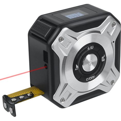 Télémètre Laser Ruban 2 en 1, Mètre Ruban Laser Rechargeable avec Laser de 40m et Ruban de 5m, USB Rechargeable avec Rétroéclairage LCD, Affichage Numérique pour Longueur/Zone /Volume/Mesure (1/5)