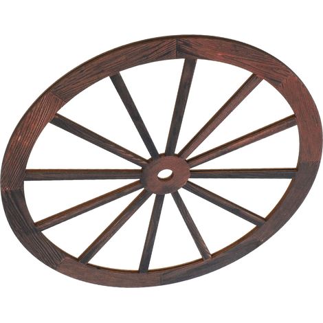 Roue De Charrette - Décor Murale En Bois - 25 X 25 X 0,5 Cm - Pour Intérieur Et Extérieur - 1 Pièce (1/5)