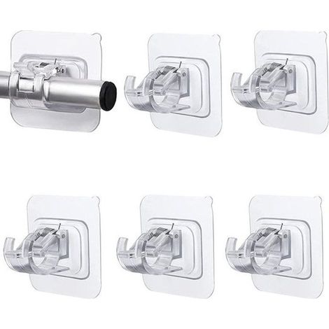 Lot de 6 crochets auto-adhésifs rideaux – Transparents, sans perçage – Pour porte armoire – Polyvalents (1/5)