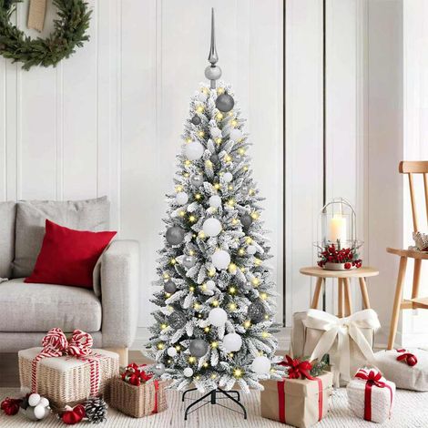 Künstlicher Weihnachtsbaum mit 150 LEDs mit Ständer Weiß 120 cm
