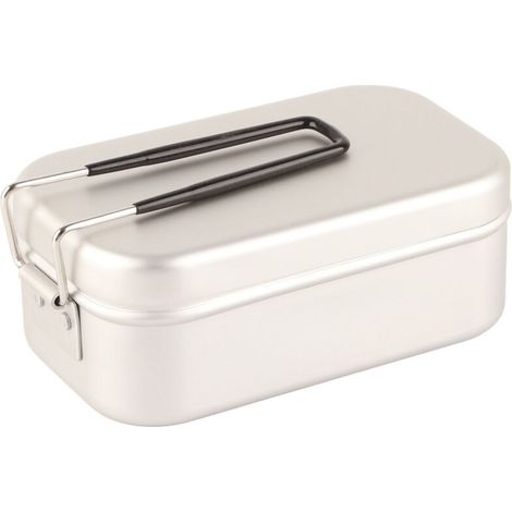 Fiambrera ligera de aluminio de 800 ml con asa plegable - Ideal para picnics y viajes, cocina exterior de acero inoxidable (1/4)