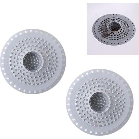 Protezione per scarico in silicone da 3 pezzi, filtro anti-intasamento per lavandino, raccogli-capelli, filtro per capelli da vasca, facile installazione per doccia, vasca da bagno e cucina (grigio)