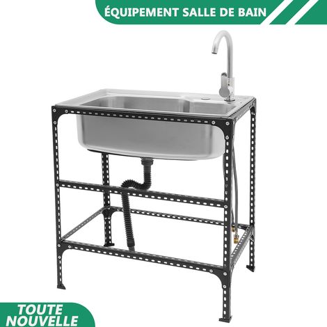 WAOBDLA Évier d'utilité en acier inoxydable Évier de cuisine à bol unique debout (1/5)