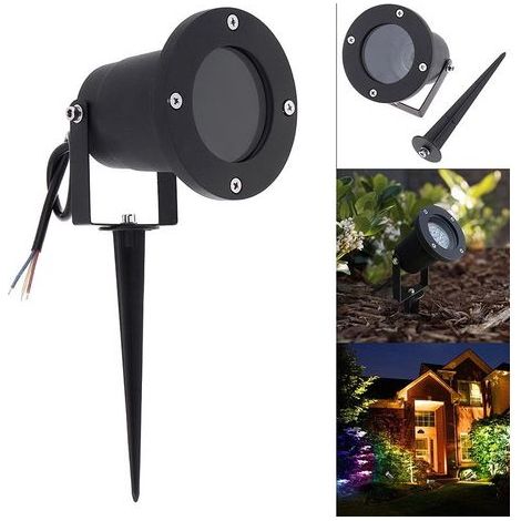 GU10 outdoor spotlight with a mast – black cast aluminum – IP65 waterproof (warm light) (1/5)
