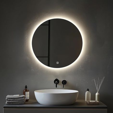 Miroir Salle de Bain avec Eclairage, 60cm Rond (1/5)