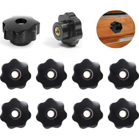 M8 nut, 10 pieces practical clamping nut, internal thread, internal thread, plastic thread, star head, for machine tools, mechanical equipment. (1/5)