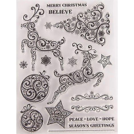 Weihnachts-Hirschbaum-Silikonstempel, transparent, zum Selbermachen, Scrapbooking, Prägen, Fotoalbum, Dekorieren von Papierkarten