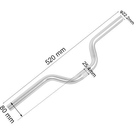 Guidon Vélo Fixie en Aluminium 25.4mm, Potence Surélevée 520mm (Argenté) (1/5)