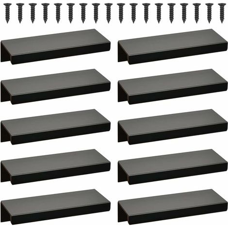 Lot de 10 poignées incurvées noires 128 mm pour meuble, tiroir, armoire – DELKEVIC (1/5)