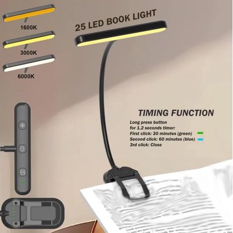 Lámpara de escritorio recargable - 25 LED - Negra (1/5)