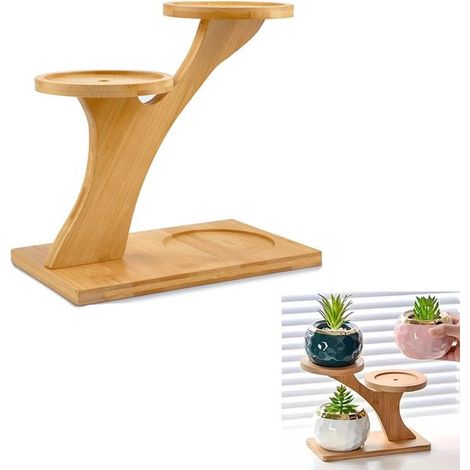 Pflanzenständer für drinnen 6 stöckiger Bambus Pflanzenständer Tischpflanzenständer 6 Ablagen Ablagen mit einem Durchmesser von 11,5 cm zur Präse (1/5)