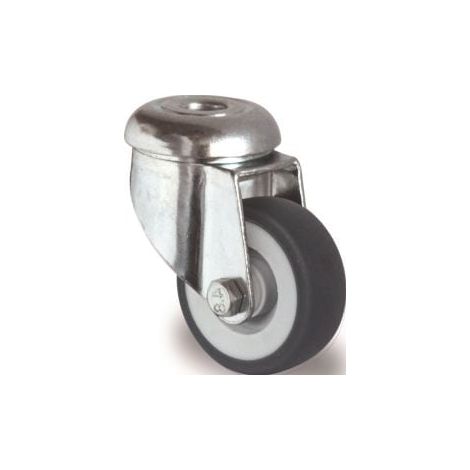 Rueda  giratoria  D.50mm  Cap.50kg  con  orificio  trasero  cojinete  deslizante  goma  gris  TECWERK (1/2)