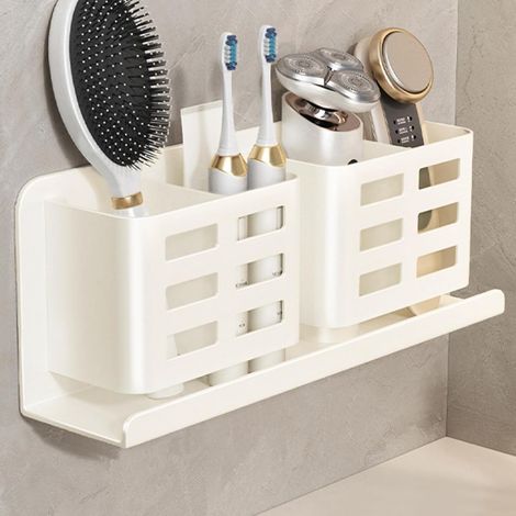 Soporte de pared para cepillos de dientes - Soporte blanco para cepillos de dientes eléctricos - Soporte ligero de aleación de aluminio para cepillos de dientes (1/3)