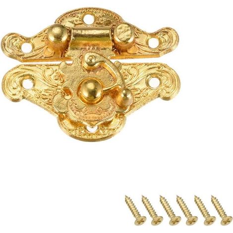 10 Sätze Holz Kasten Brust Box Verschluss Schließung Haspe Gold 37 x 28mm DE (1/4)