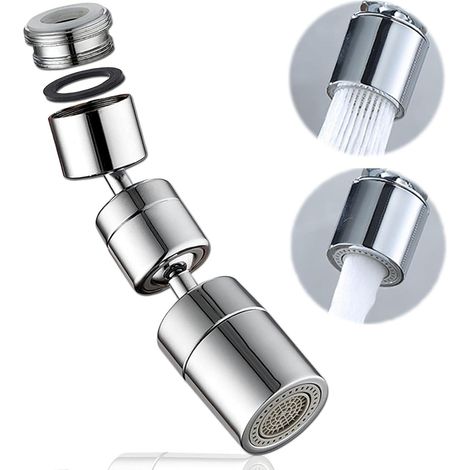 Aérateur de robinet pivotant à 1080°, aérateur universel avec débit d'eau réglable et système anti-éclaboussures. (1/4)
