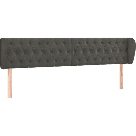 Tête de lit avec oreilles Gris foncé 183x23x78/88 cm Velours (1/5)