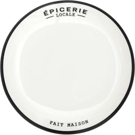 Lot de 6 Assiettes Plates "Épicerie" 20cm Blanc (1/4)