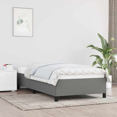 Estructura de cama sin colchón tela gris oscuro 90x190 cm (1/5)