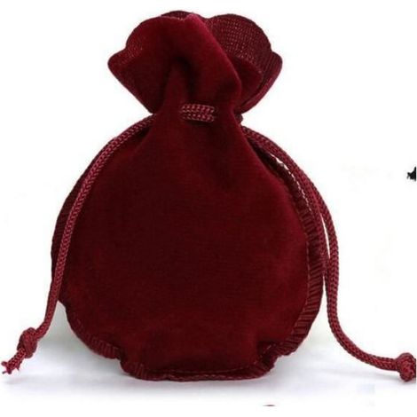 Pochette Cadeau - Sac Velours Rouge Vin 9 x 7,5 cm - Pour Bijoux Cordon Faveurs Mariage Noël - Lot de 10 (1/2)