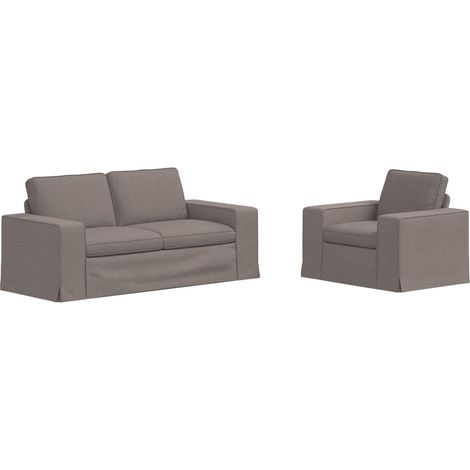Ensemble de Canapés 2 pcs Salon de jardin Taupe 182 x 80 x 82 cm tissu (1/5)
