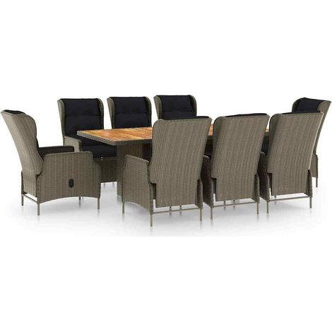 Maison Exclusive - Set da Pranzo da Giardino 9 pz con Cuscini in Polyrattan Marrone (1/5)