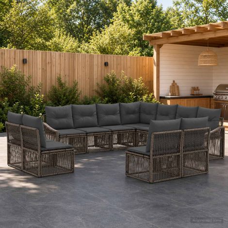Set Divano da Giardino 11 pcs Grigio polyrattan vidaXL (1/5)