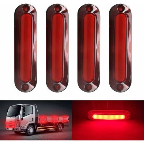 4x 6 LED Front & Rear Side Marker Lights Waterproof Universal 10-30V LED Side Marker Lights for Trucks Vans Trailers RV Vehicles Red (1/5)