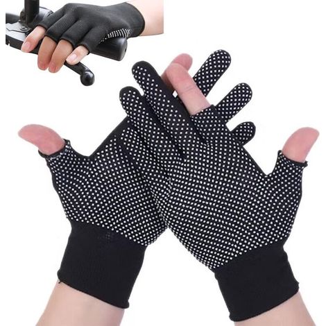 Guantes de trabajo multiusos, modelo ligero de medio dedo, agarre seguro, lavables a máquina, unisex, gimnasios y obras de construcción, 10 pares (1/5)