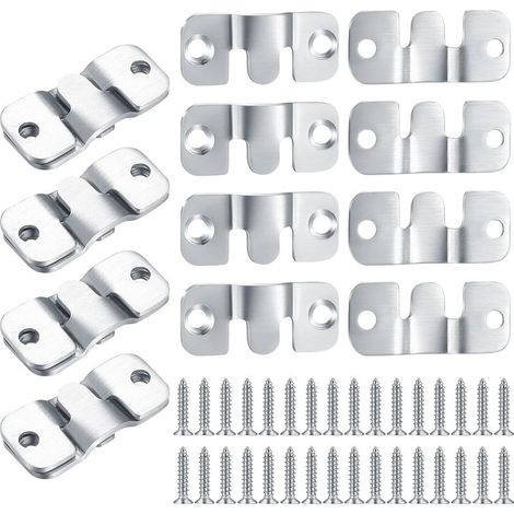 16 Pièces Support Montage Encastré Dissimulé, Supports Suspension Emboîtement Robuste, Connecteur de Meubles, Matériel Suspension Mural Acier Inox Suspendu pour Photos, Miroirs, Sffichage d'image (1/5)