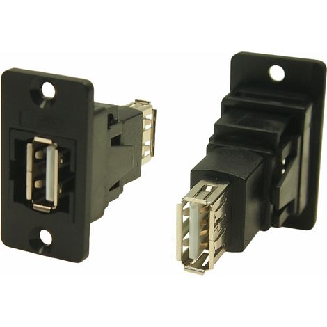Connecteur USB 2.0 A to A Femelle vers Femelle RS PRO 2 ports, Montage panneau, Droit ( Prix pour 1 )