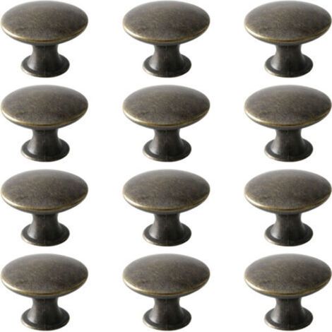 Türknöpfe, Schubladenknöpfe, Möbelknöpfe, runde Schrankknöpfe, antike Messingknöpfe, Vintage Chic Griffe, Kleiderschrankknöpfe für Küche Schlafzimmer (12, Bronze)