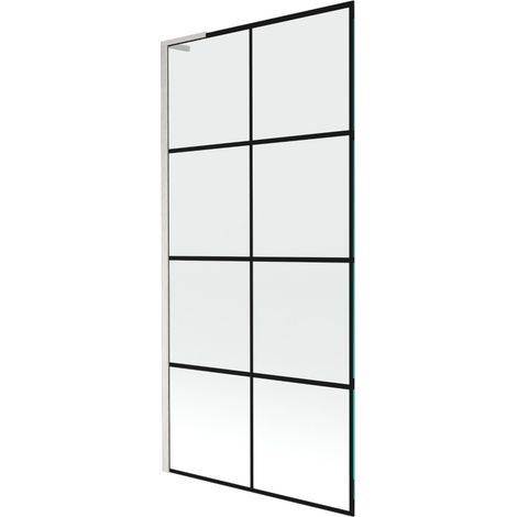 Paroi de bain Mexen Next L 1 volet 90 x 150 cm, motif noir, nickel brossé - 895-090-000-03-77-97 (1/5)