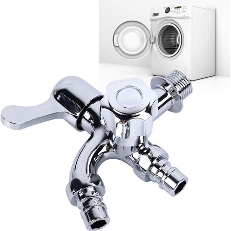 Robinet de machine à laver tout cuivre à 4 points avec un seul bec verseur d'eau froide, une entrée et deux sorties, raccord en T multifonction. (1/5)